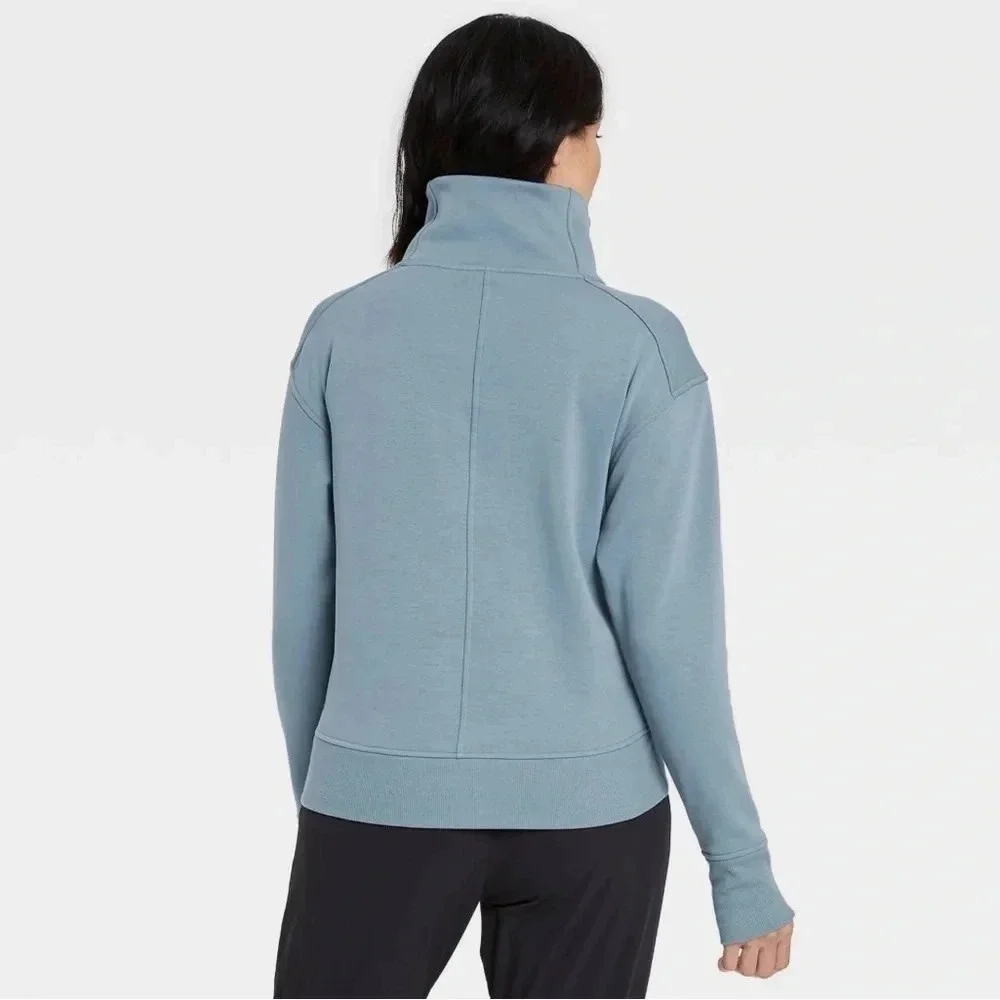 All in Motion  Women's Size S Asymmetrical Zip Pullover Sweatshirt blue. - Picture 2 of 8
